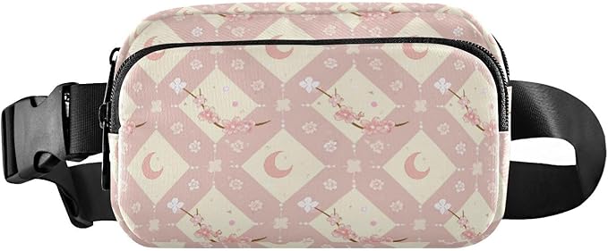 Kawaii Cherry Blossoms Moons Fanny Pack for Women Men Water Resistant Fashion Waist Packs with Adjustable Strap Belt Bag for Travel Workout Jogging Hiking 21219113