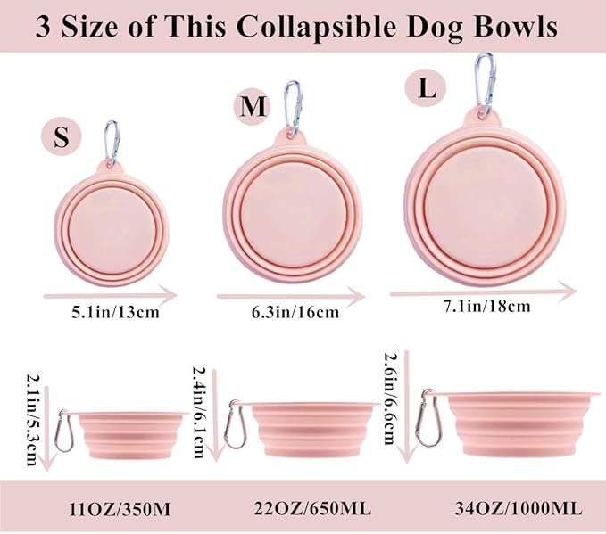 Dog Bowls Pet Collapsible Bowl, 2 Pack,Small,Medium, Large