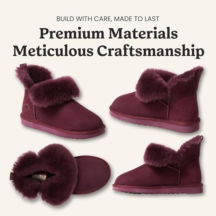 Dearfoams Women's Fireside Shearling Water Resistant Indoor/Outdoor Foldover Boot Slipper
