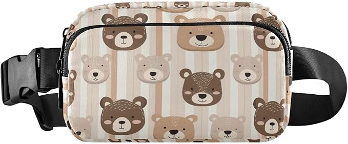 Kawaii Bear Stripe Fanny Pack for Women Men Water Resistant Fashion Waist Packs with Adjustable Strap Belt Bag for Travel Workout Jogging Hiking 21219063
