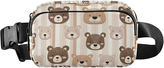 Kawaii Bear Stripe Fanny Pack for Women Men Water Resistant Fashion Waist Packs with Adjustable Strap Belt Bag for Travel Workout Jogging Hiking 21219063
