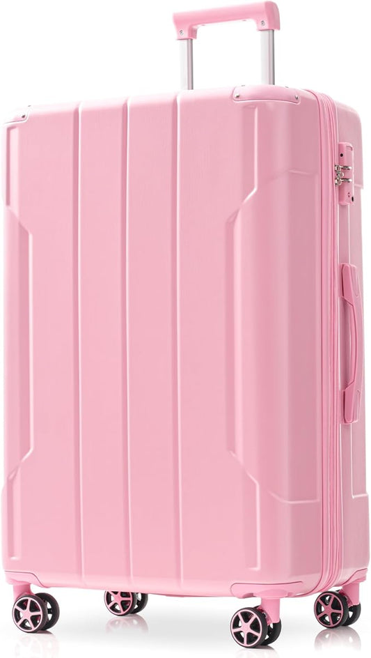28 Inch Large Checked Luggage Hardside Suitcase with Spinner Wheels, Pink Lightweight Expandable Hard Shell ABS Suitcases with TSA Lock, Large Travel Luggage for Women, Men