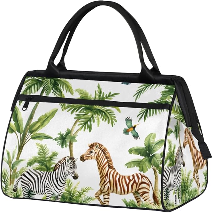 Wild Animals Zebra Overnight Weekender Bag for Women Men Travel Duffel Bags Waterproof Luggage Carry on Sports Yoga Gym Bag