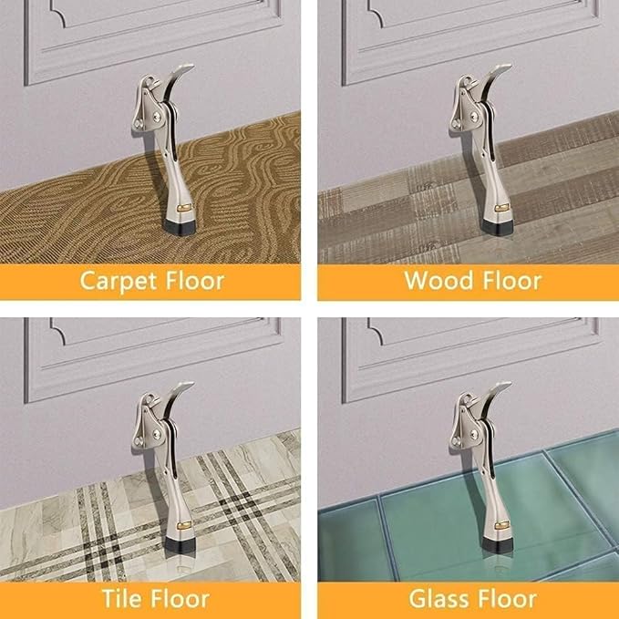 Gotega Door Stopper, 2 Packs Kickdown Door Stop with One Touch Adjustable Height and Rubber Tip 4 Inches, Heavy Duty Door Stops, Door Holder, Bottom of Door - Black