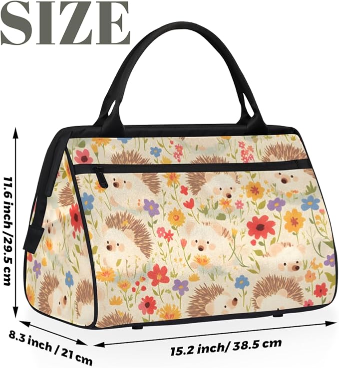 Funny Hedgehog Overnight Weekender Bag for Women Men Travel Duffel Bags Waterproof Luggage Carry on Sports Yoga Gym Bag