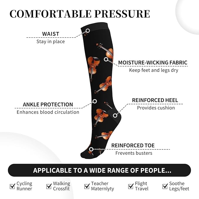 Compression Socks Knee High Circulation Support Socks For Women Men Athletic Running Work Hiking Cycling Travel