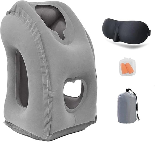 Inflatable Travel Pillows for Airplane, Blow Up Neck Pillow for Sleeping, Airplane Travel Essentials for Long Flight Support Head, Neck and Lumbar, Used for Car/Bus/Train/Office Rest, Adults Kids
