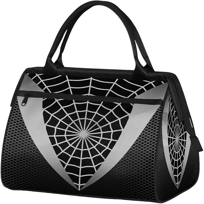 Sports Duffel Bags for Kids - Carry On Travel Gym Bag Waterproof Workout Shoulder Tote for Boys Girls Weekender Overnight Duffel for Swim Dance Camp(Black Spider Web)