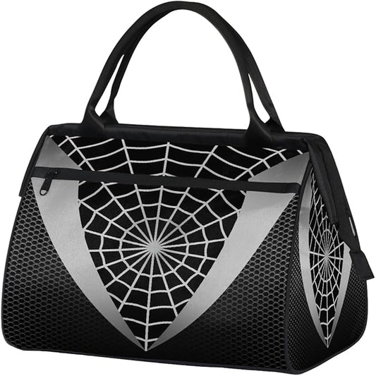 Sports Duffel Bags for Kids - Carry On Travel Gym Bag Waterproof Workout Shoulder Tote for Boys Girls Weekender Overnight Duffel for Swim Dance Camp(Black Spider Web)
