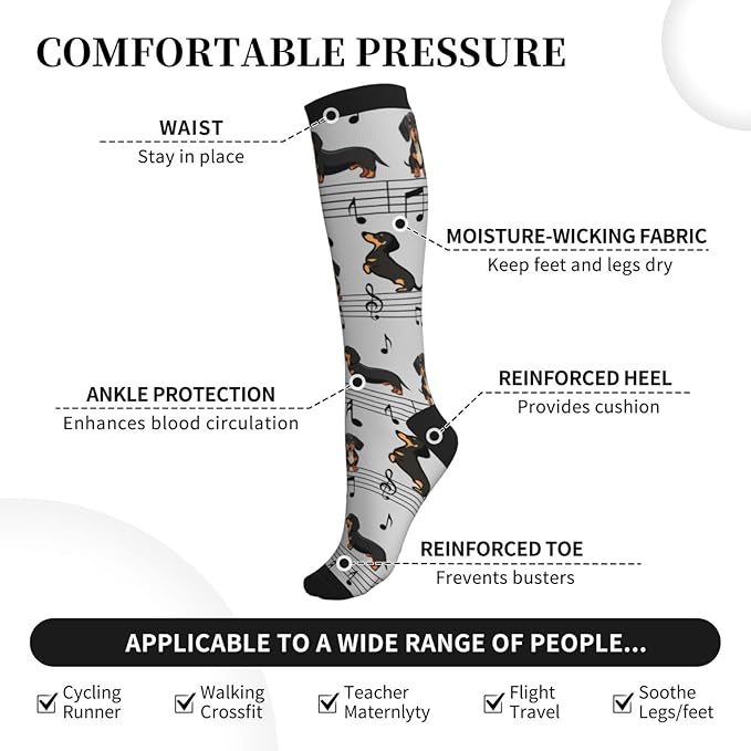 Compression Socks Knee High Circulation Support Socks For Women Men Athletic Running Work Hiking Cycling Travel