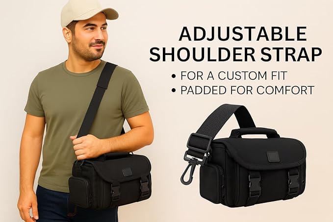 Extra Large Camera Bag Fully Padded Gadget Case with Dual Buckles for Sony,Nikon, Canon, Olympus, Pentax, Panasonic, Samsung & Many More SLR Cameras & Camcorders