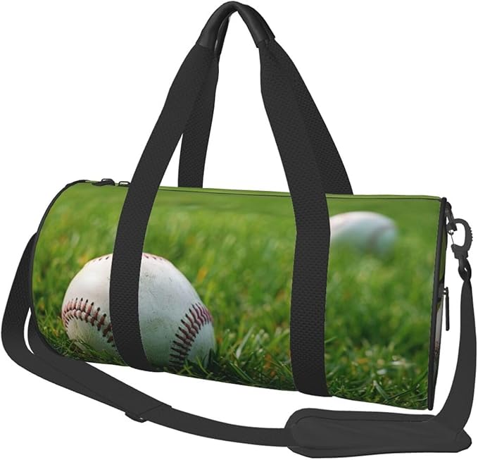 Grass Baseball Softball Printed Sports Gym Bag for Men Women Foldable Duffel Bag Carry On Weekender Bag for Travel Sports