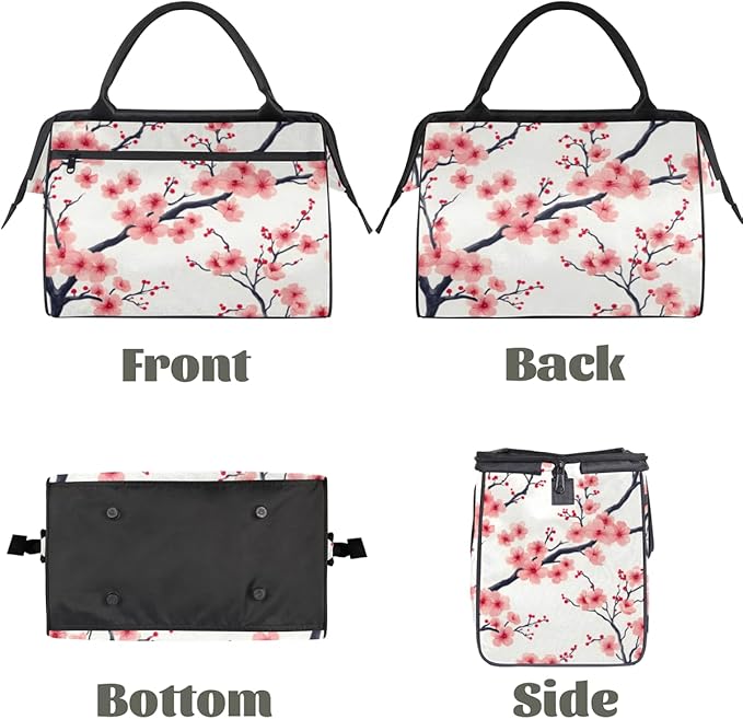 Pink Plum Blossom Overnight Weekender Bag for Women Men Travel Duffel Bags Waterproof Luggage Carry on Sports Yoga Gym Bag