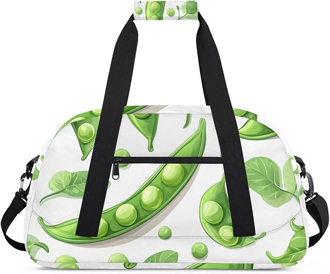 Green Leafy Green Beans Kids-Duffel-Bags Gymnastics Dance Bag Carry-On Overnight Travel Gym Lightweight Dance Sports Bags For Girls Boys Kids，