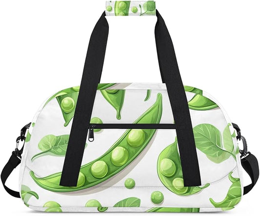Green Leafy Green Beans Kids-Duffel-Bags Gymnastics Dance Bag Carry-On Overnight Travel Gym Lightweight Dance Sports Bags For Girls Boys Kids，