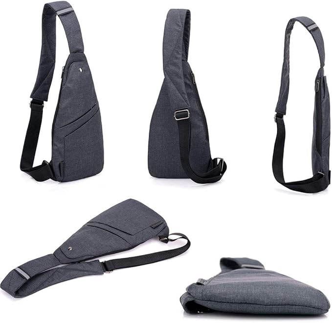 Anti-Theft Sling Bag, Lightweight Waterproof Crossbody Chest Bag with Hidden Pocket for Travel Hiking Casual Daily