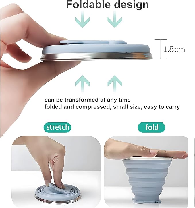 Collapsible Cup - Silicone FoldableCup Expandable Folding Drinking Cups Reusable Portable Mugs-Cup For Travel, Camping, Hiking, Survival, Car, Picnic, Beach, Holiday Vacation, Outdoor Sports