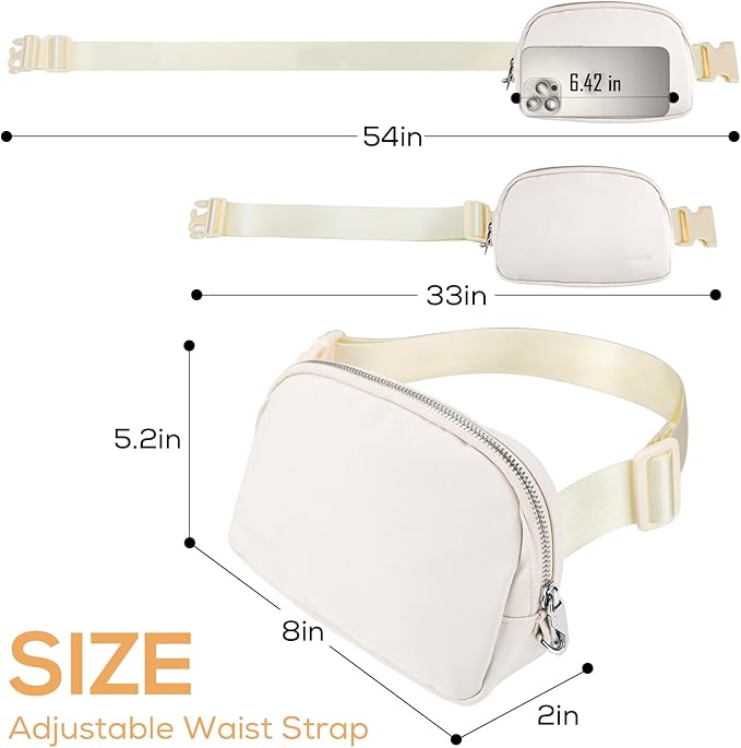 Anti Theft Belt Bag, Fanny Packs for Women Travel, Locking Waist Crossbody Bag with Adjustable Strap & Back Pocket, Fashion for Teens Trip, Gym, Workout - Beige