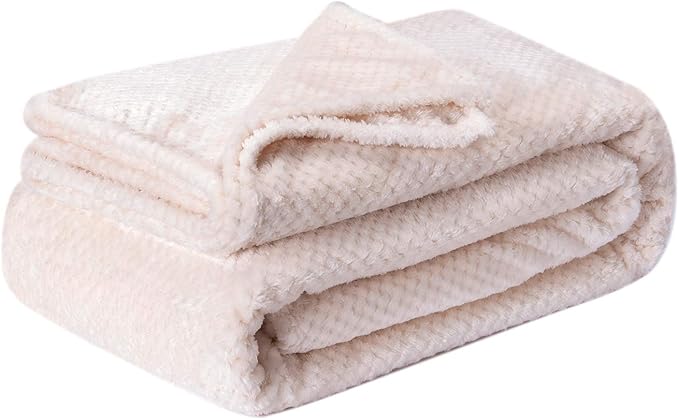 Fuzzy Throw Blanket, Plush Fleece Blankets for Adults, Toddler, Boys and Girls, Warm Soft Blankets and Throws for Bed, Couch, Sofa, Travel and Outdoor, Camping (Full Twin(70"x80"), XL2-Cream)