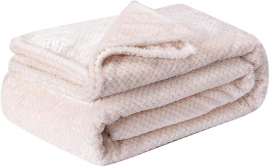 Fuzzy Throw Blanket, Plush Fleece Blankets for Adults, Toddler, Boys and Girls, Warm Soft Blankets and Throws for Bed, Couch, Sofa, Travel and Outdoor, Camping (Full Twin(70"x80"), XL2-Cream)