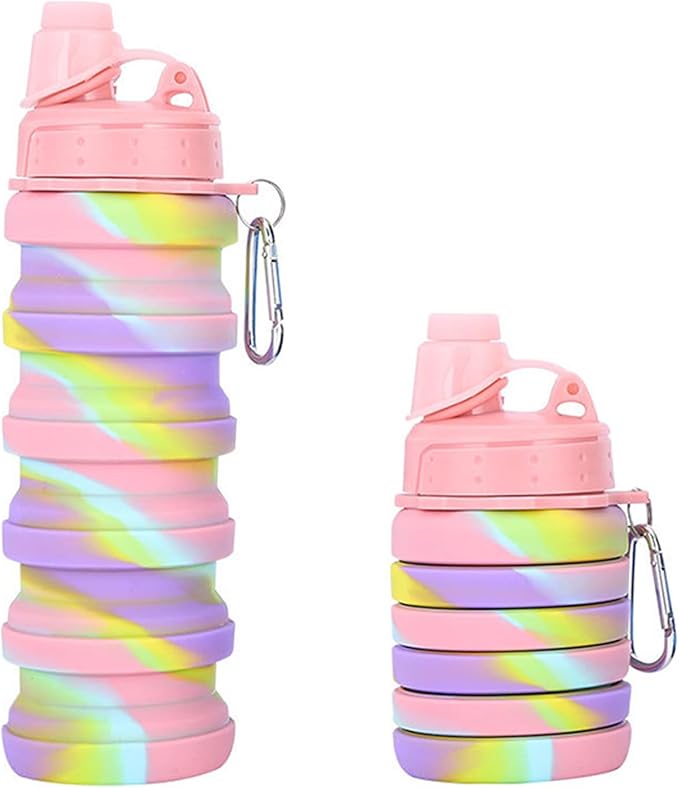 Collapsible Water Bottles Travel water bottle Sports Portable Sport Water Bottle Reusable Water Bottles comes with mountaineering Buckle 500ml silicone Water-proof camping water bottle