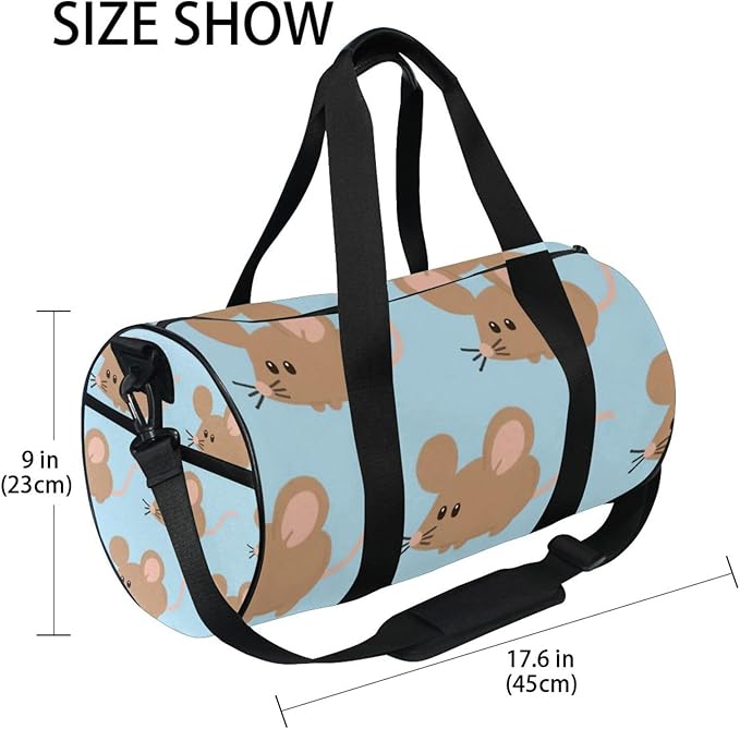 Blue Cartoon Mouse Waterproof Large Bag Gym Shoulder Weekender Overnight Bag