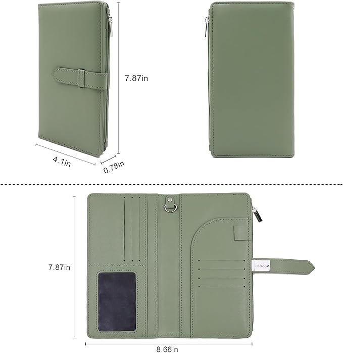 Deziliao Passport Wallet for Men and Women, Mulit-purpose RFID Blocking Passport Holder Travel Wallet, Passport and Vaccine Card Holder Combo, Travel Essentials Passport Cover Case（Moss Green）