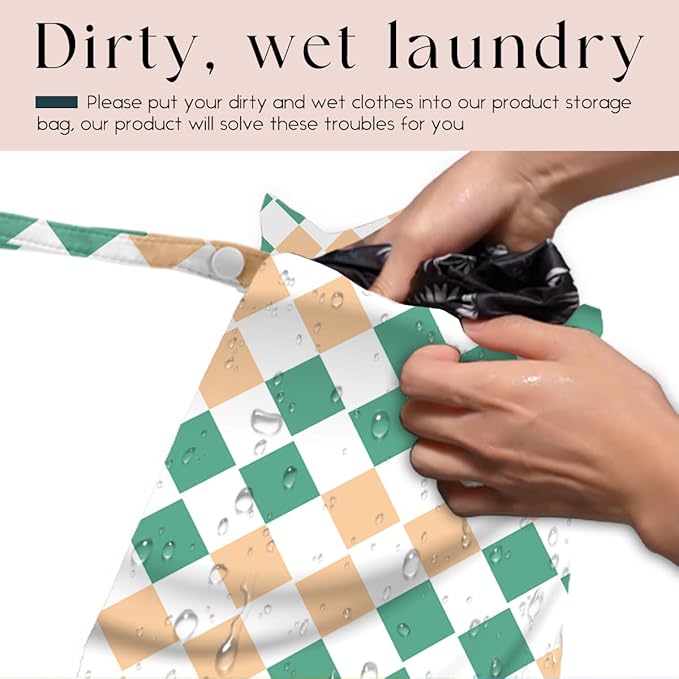 Wet Bag, Wet Dry Bag, Waterproof Swim Bags, Machine Washable Reusable Bags for Beach, Pool, Diapers, and Dirty Yoga Gym Clothes(Contrast Diamond Pattern)