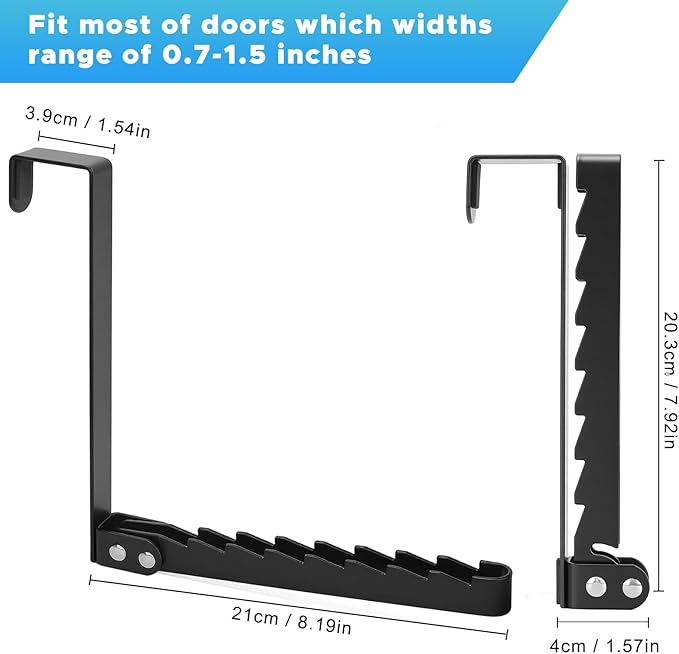 FYY Over The Door Hooks Hanger, 2 Pack Collapsible Folding Over Door Clothes Drying Rack Space Saving Laundry Hanging Storage Hook for Clothing, Coats, Towels for Bedroom Bathroom Black