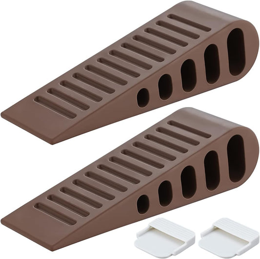 JQK Rubber Door Stopper Wedge, Bronze 3 Pack Soft TPR Premium Door Stops for Bottom of Heavy Duty Door on Tile, Concrete, Carpet, Wooden Floor, DSB61-ORB-P3