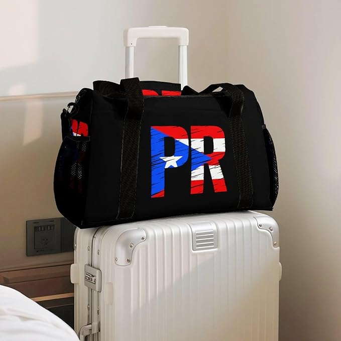 Puertorico P.R. Flag Duffle Bag Gym Bag for Workout Travel Tote with Detachable Straps