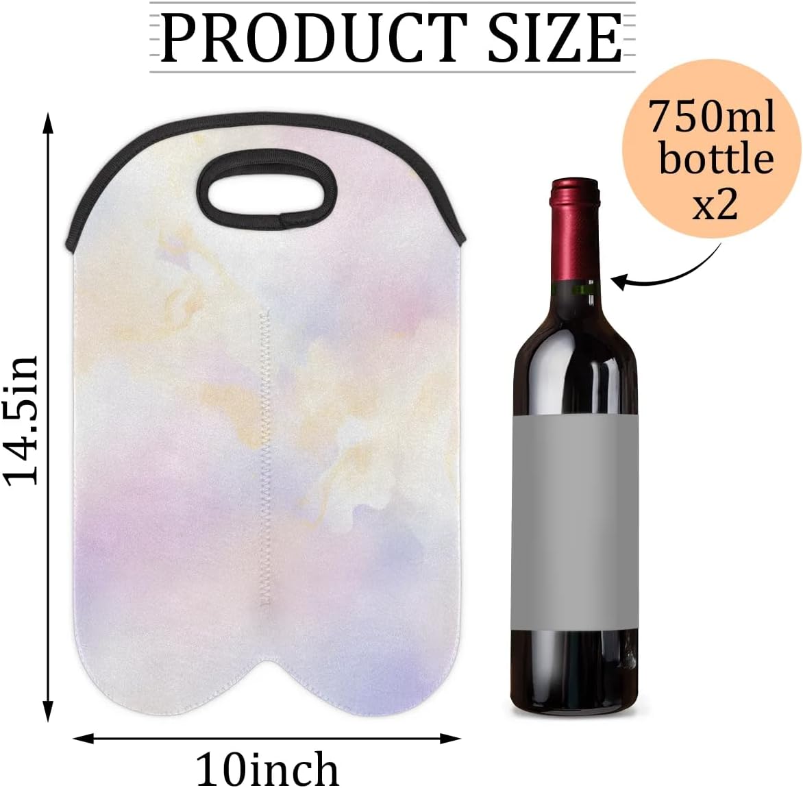 Wine Carrier Tote Personalized Bag for 2 Bottles - Neoprene Wine Bottle Holder with Carry Handle, Wine Protective Bag Insulated Bag Beer Cans Water Bottle Holder for Travel Picnic,Style6