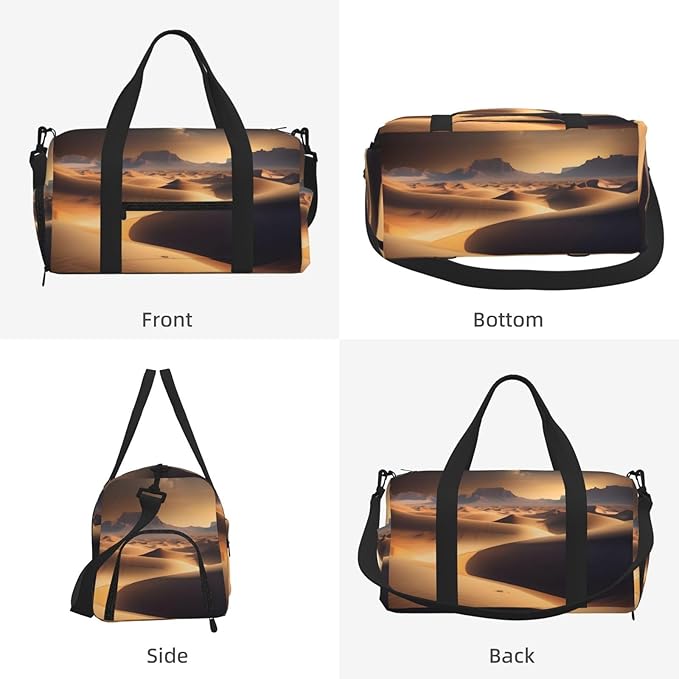 Desert Stars Print Gym Bag with Shoe Compartment for Women Men, 17.7in Sports Duffle Weekender Tote, Overnight Travel Duffel Bag Carry On