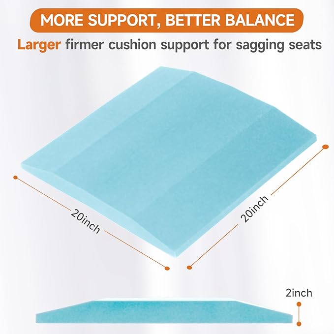 20"x20"Couch Cushion Support for Sagging Seat, Trapezoid 40D Density Foam Couch,Sofa Cushion Support Replacement for Furniture Sagging, Blue (3PCS)