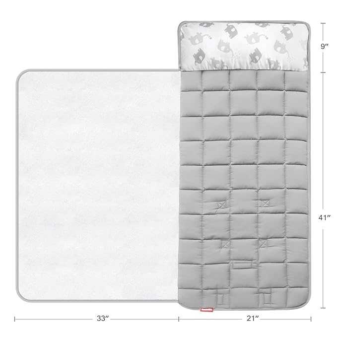 Moonsea Nap Mat for Toddlers Elephant with Pillow Blanket, Lightweight Perfect for Toddlers Preschool, Daycare, Travel Sleeping Bag Boys Girls, 21" x 50" Fit on a Standard Cot