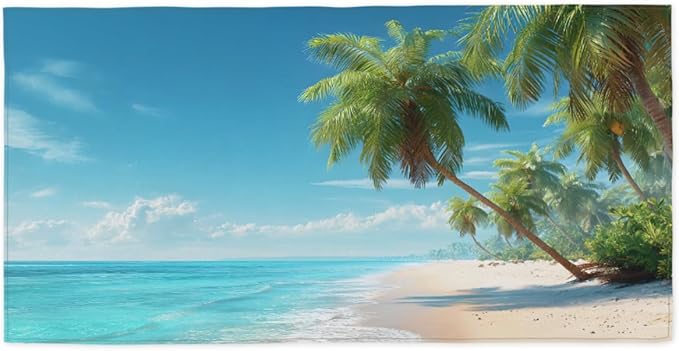 Beachside Summer Palm Trees Beach Towel, Large Microfiber Quick Dry Lightweight Pool Bath Towels Sand Free Beach Blanket for Summer Cruise Yoga Camping Travel Vacation Essentials 31 x 61 in