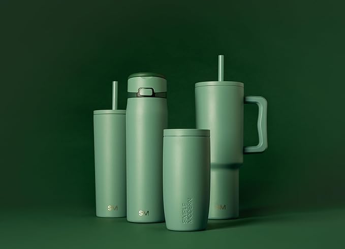 Simple Modern Travel Coffee Mug Tumbler with Flip Lid | Reusable Insulated Stainless Steel Cold Brew Iced Coffee Cup Thermos | Gifts for Women Men Him Her | Voyager Collection | 16oz | Basil