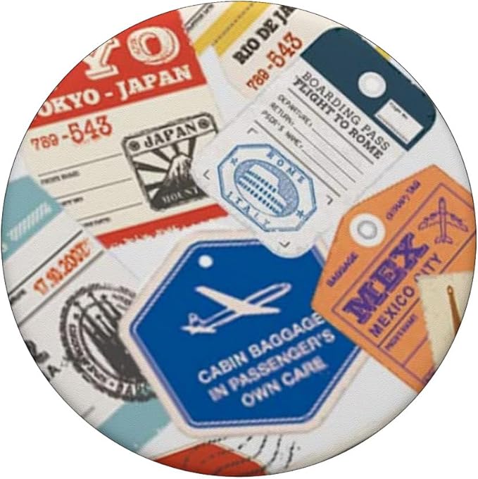 Boarding Pass Travel Stamps Airline Tags PopSockets Adhesive PopGrip
