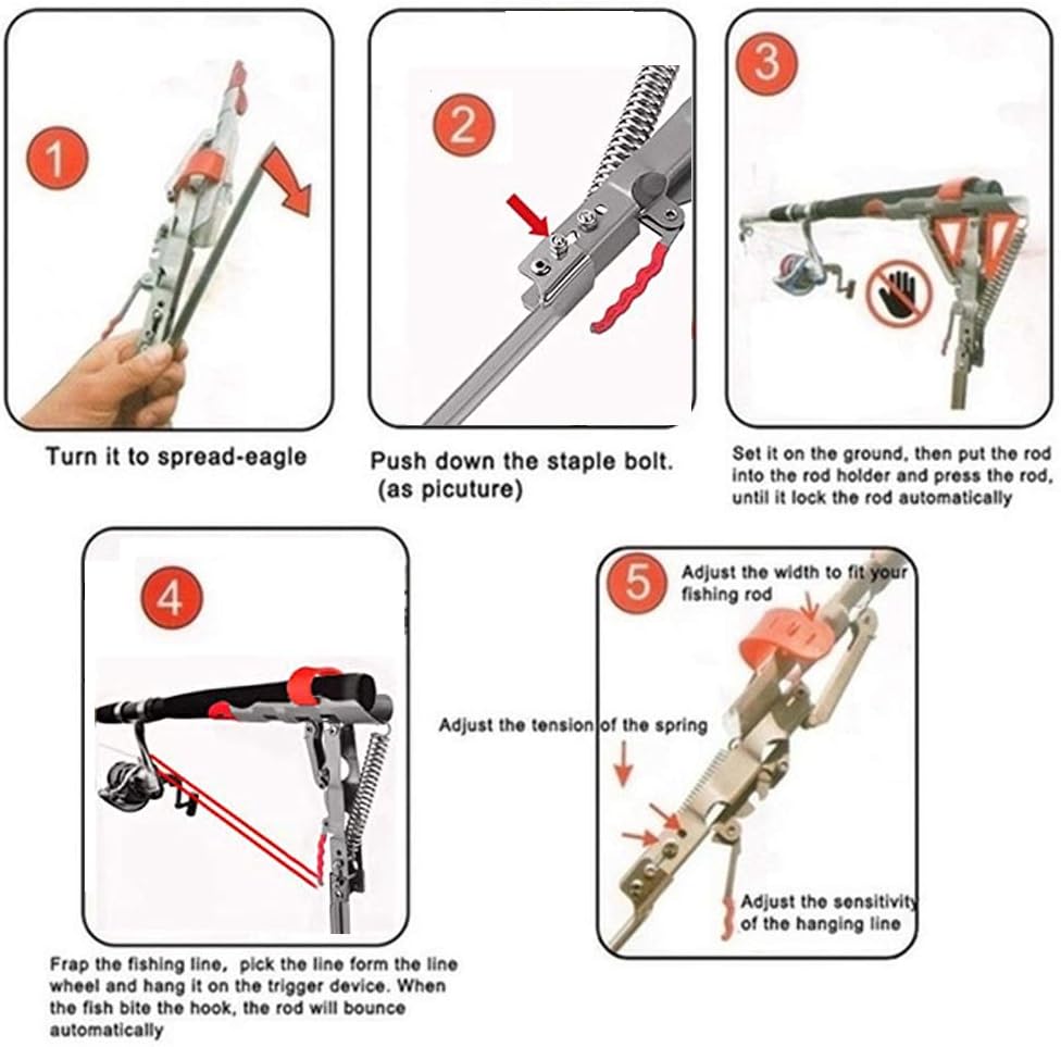 Fishing Rod Holder Smart Fish Catcher Fishing Pole Holders Automatic Spring Tip-Up Hook with Stainless Steel Ground Support Fish Pole Rack