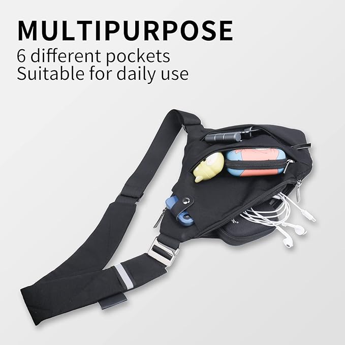 VADOO Sling Bag for Men and Women, Anti theft Crossbody Bag Lightweight Shoulder Chest Bag for Travel Gym Running