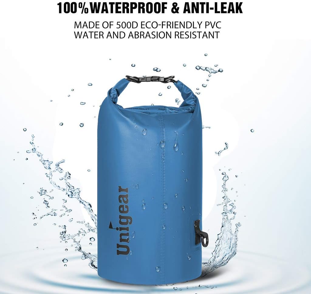 Unigear Dry Bag Waterproof, 2L/5L/10L/20L/30L/40L Floating and Lightweight Bags for Kayaking, Boating, Fishing, Swimming and Camping with Waterproof Phone Case