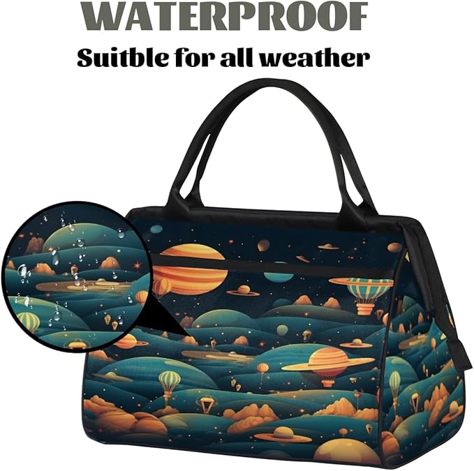 Space Planets Overnight Weekender Bag for Women Men Travel Duffel Bags Waterproof Luggage Carry on Sports Yoga Gym Bag