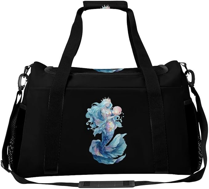 Magical Mermaid Duffle Bag Gym Bag for Workout Travel Tote with Detachable Straps