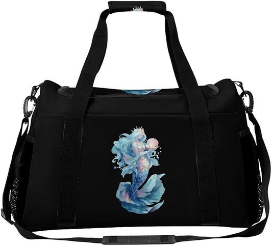 Magical Mermaid Duffle Bag Gym Bag for Workout Travel Tote with Detachable Straps