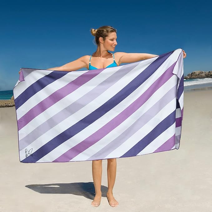 Whale Flotilla Quick Dry Beach Towel Oversized (35"x70"), Microfiber Sand-Free Beach Towels, Extra Large Compact Pool Travel Accessories, Purple