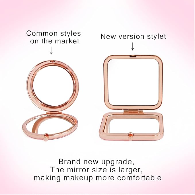 Magnifying Compact Mirror for Purse, 1x/2x Magnification Travel Makeup Mirror 2.8 inch Double-Sided Mini Folding Mirror, Cute Small Pocket Mirror for Gift, Travel Essentials