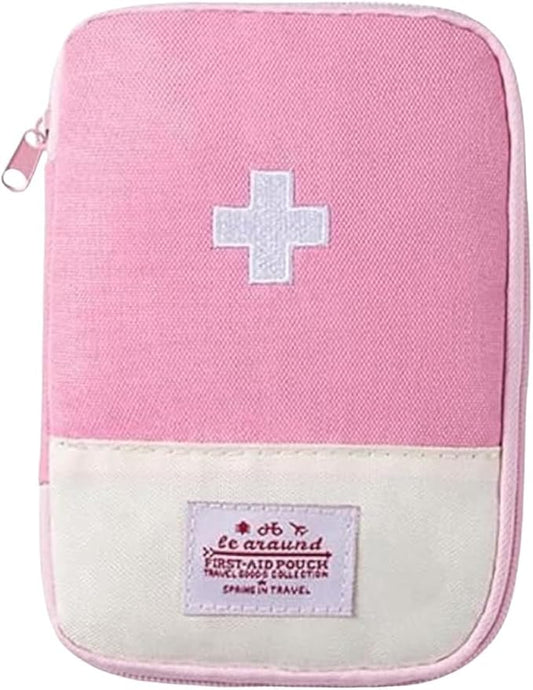 1 Pack First Aid Bag Empty, Empty First Aid Pouch, Mini Portable Medical Bag for Outdoor Camping Hiking Traveling Emergency Bag (Pink - Small) Sports and Outdoors