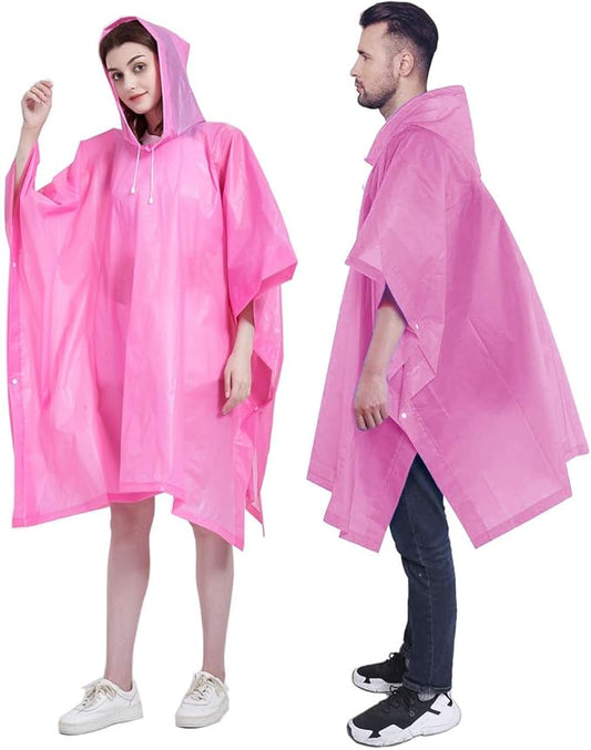 HLKZONE Rain Ponchos for Adults, [Pack of 2] Portable EVA Rain Coat Rain Jacket Reusable Raincoats with Drawstring Hood