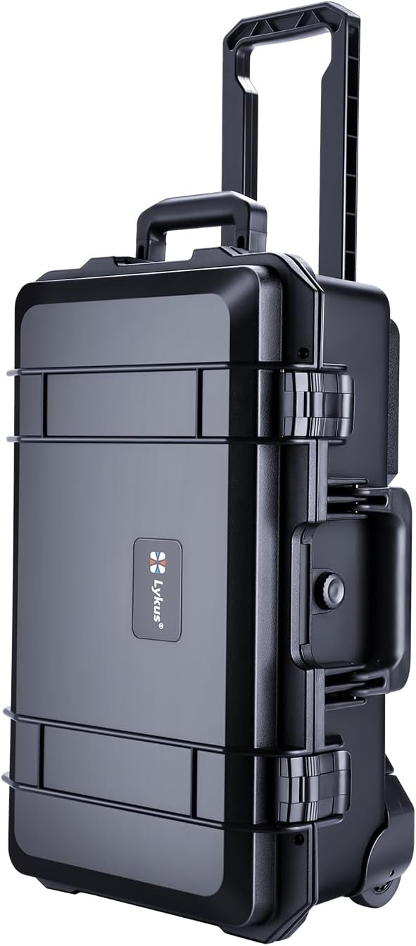 Lykus HC-5120 Waterproof Hard Case with Wheels and Customizable Foam, Interior Size 20.3x11.3x7.3 inch, Suitable for camera, lens, drone, mic, flashlight, projector, electronics, tools, and more