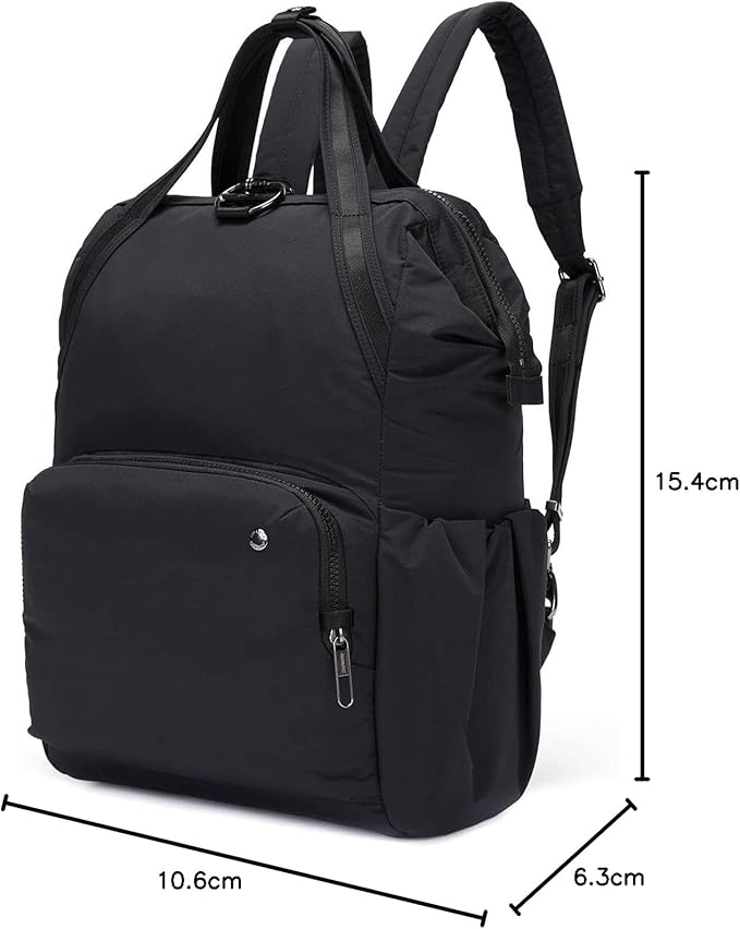 Pacsafe Women's Citysafe CX 17L Anti Theft Backpack-Fits 16 inch MacBook Pro, Econyl Black, One Size